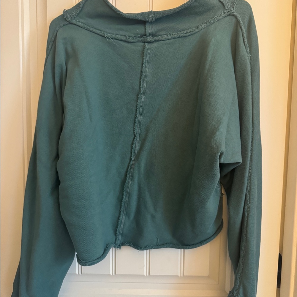 Free People Teal Sweatshirt cowl neck